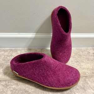 Glerups Wool Slip On Slipper Shoe Size 38 Cranberry